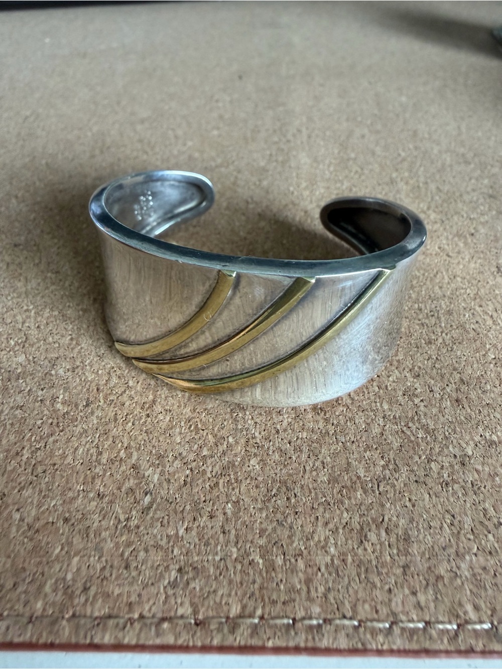 Two-Tone 925 Silver Cuff TD-25 Mexico (Rare Design) 30grams